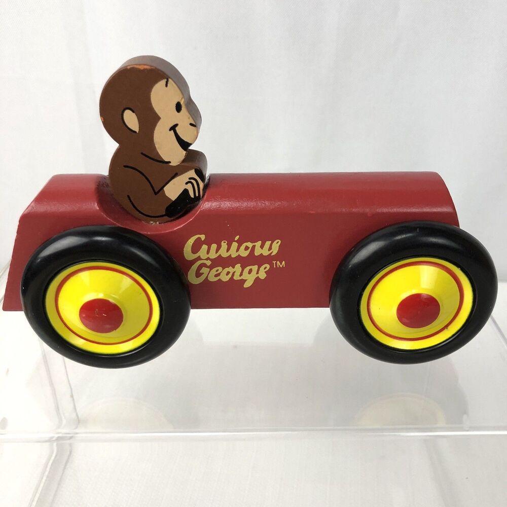 Curious George Schylling Rowley 6" Red Wooden Rolling Toy Car